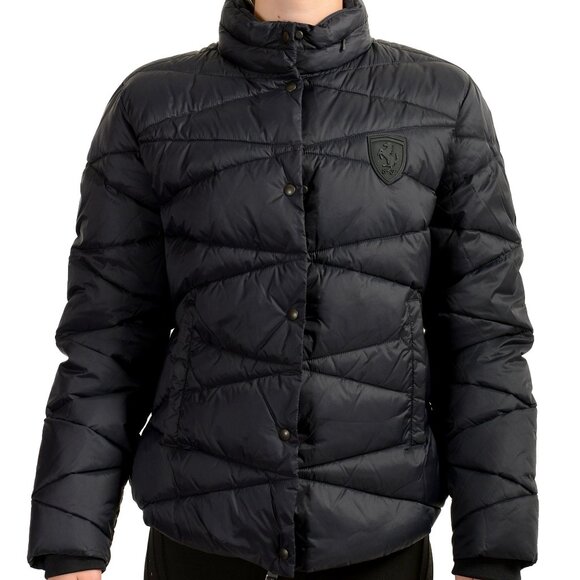 Scuderia Ferrari Women's Navy Blue Logo Parka Jacket US M IT 42